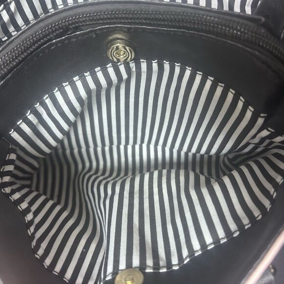 Betsey Johnson Luv Black Cat Crossbody Purse Pink Striped Handbag Designer Glam - Picture 9 of 12